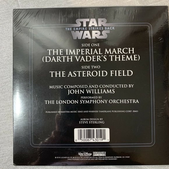 Star Wars 7” Vinyl ~ The Imperial March/The Asteroid Field ~ Colored Vinyl ~New! - Picture 2 of 2